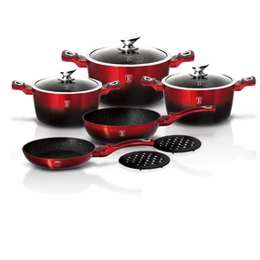10-Piece Kitchen Cookware Set Burgundy Noir Collection Cookware holiday sale