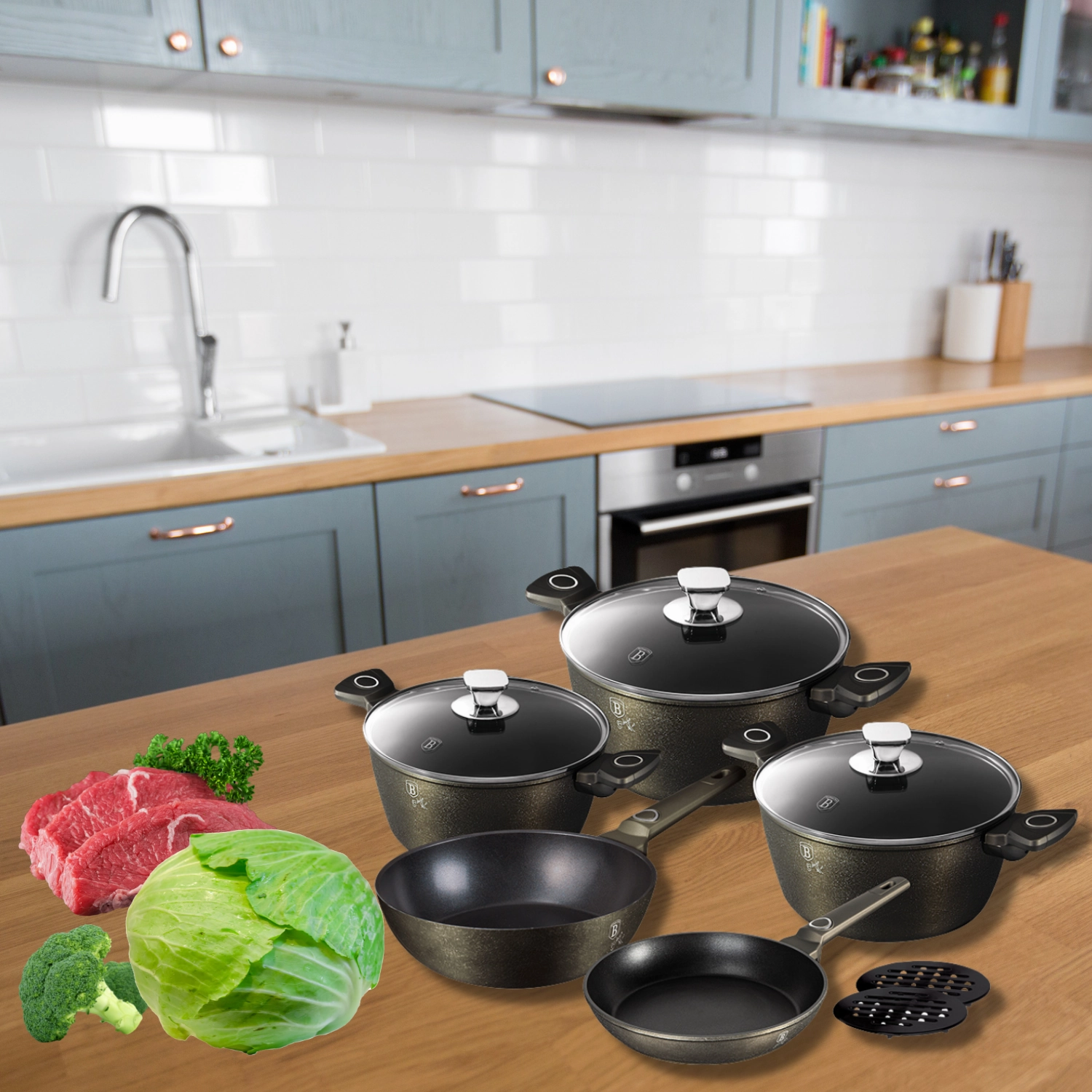 10-Piece Kitchen Cookware Set Crystal Collection
