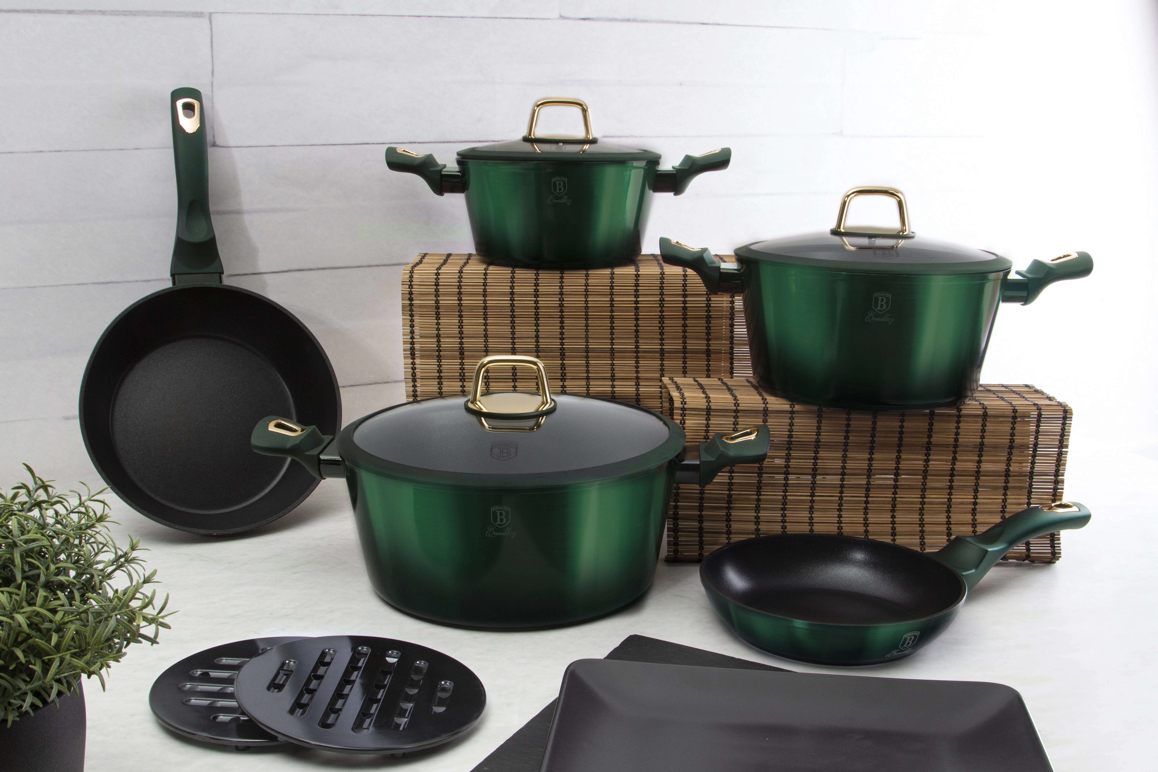 10-Piece Kitchen Cookware Set Emerald Collection