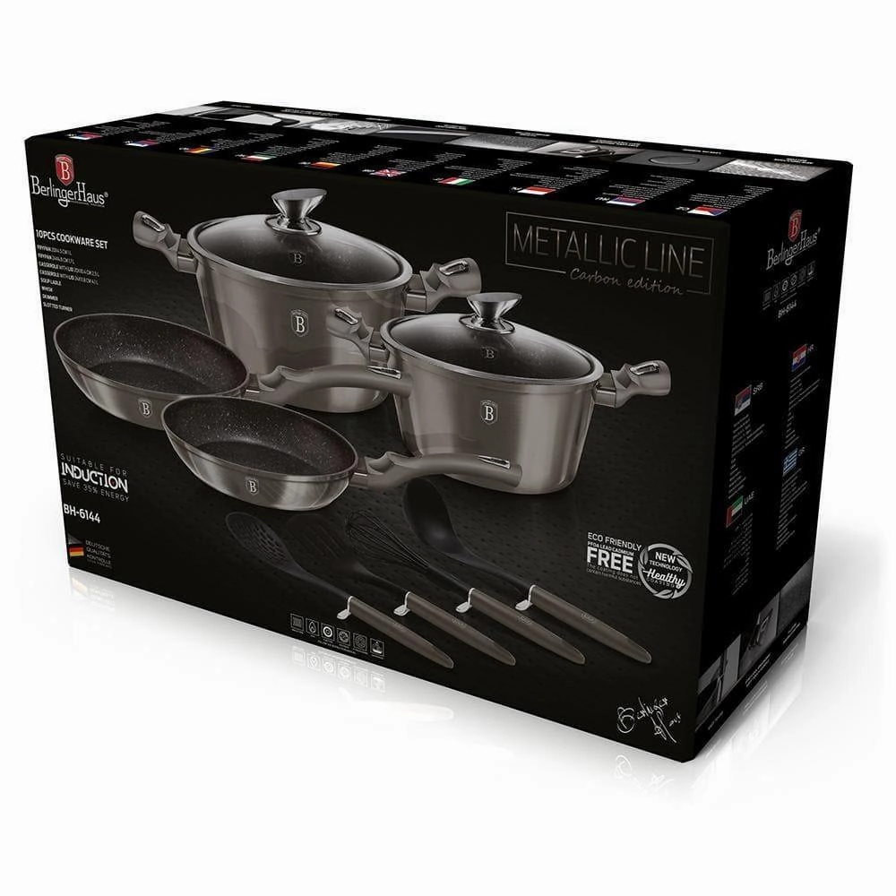 10-Pieces Kitchen Cookware Set Carbon Collection