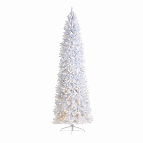 10 Slim White Christmas Tree with 800 Lights and 2420 Tips Faux Florals best price deals