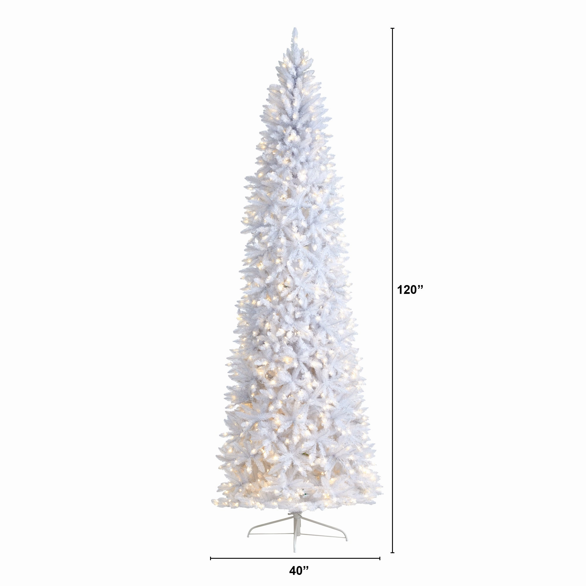 10 Slim White Christmas Tree with 800 Lights and 2420 Tips