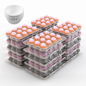 12 Count Clear Cupcake Boxes with Liners High Dome Lid Cooking Tools & Accessories clearance kits