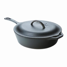 12-inch Round Cast Iron Deep Skillet with Lid Pre-Seasoned and Made in the USA Cookware online kitchen sale