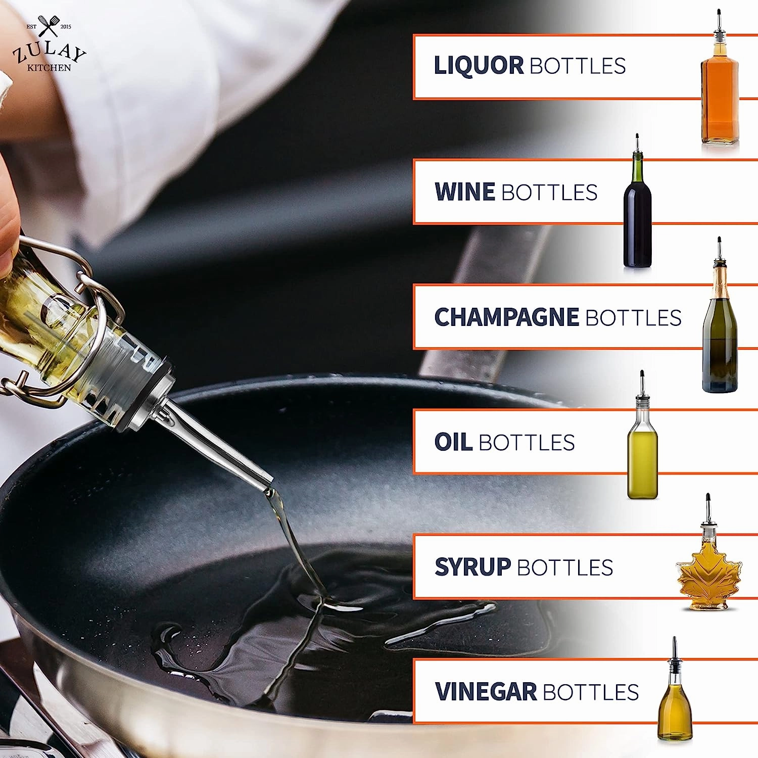 12 Pack Stainless Steel Liquor Pourers with Rubber Dust Caps