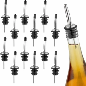 12 Pack Stainless Steel Liquor Pourers with Rubber Dust Caps Cooking Tools & Accessories hot price