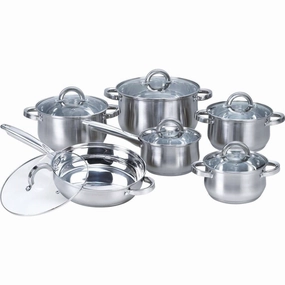 12-Piece Stainless Steel Cookware Set with Casseroles Frying Pan and Saucepan Cookware online kitchen sale