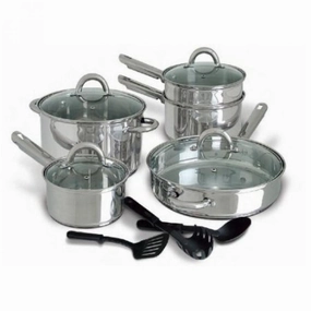 12-Piece Stainless Steel Cookware Set with Tempered Glass Lids Cookware online kitchen sale