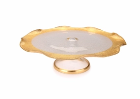 12" Cake Stand with Gold Wavy Decoration Serveware deals online