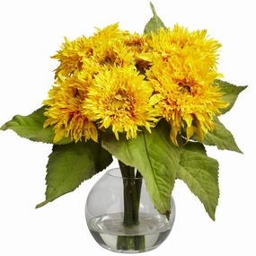 12" Golden Sunflower Arrangement Faux Florals online special