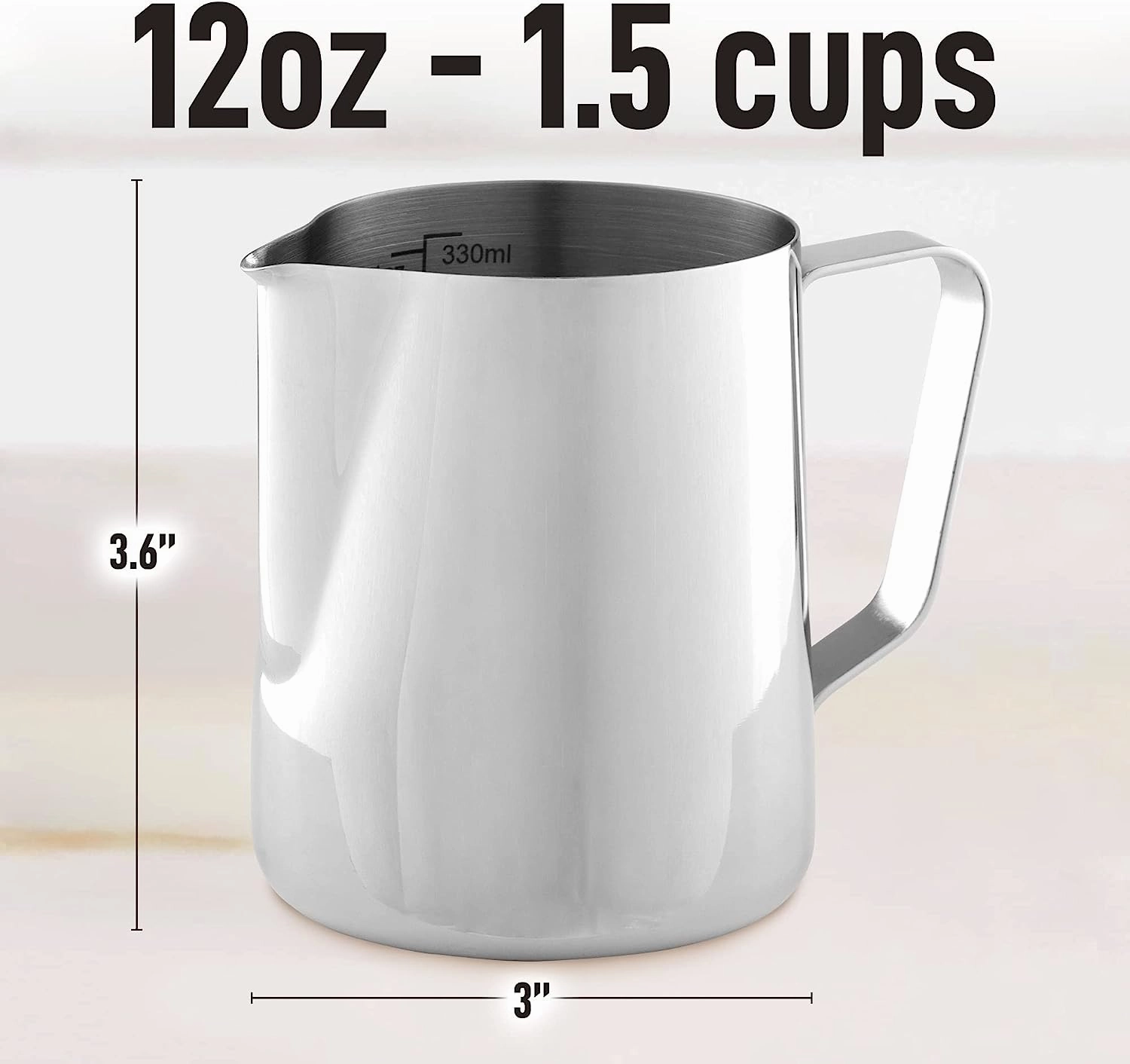 12oz Stainless Steel Milk Frothing Pitcher