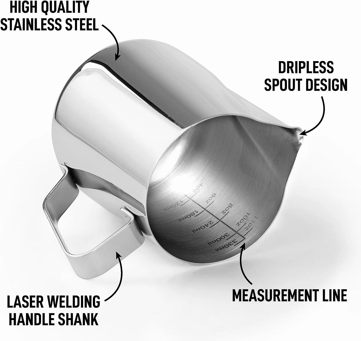 12oz Stainless Steel Milk Frothing Pitcher