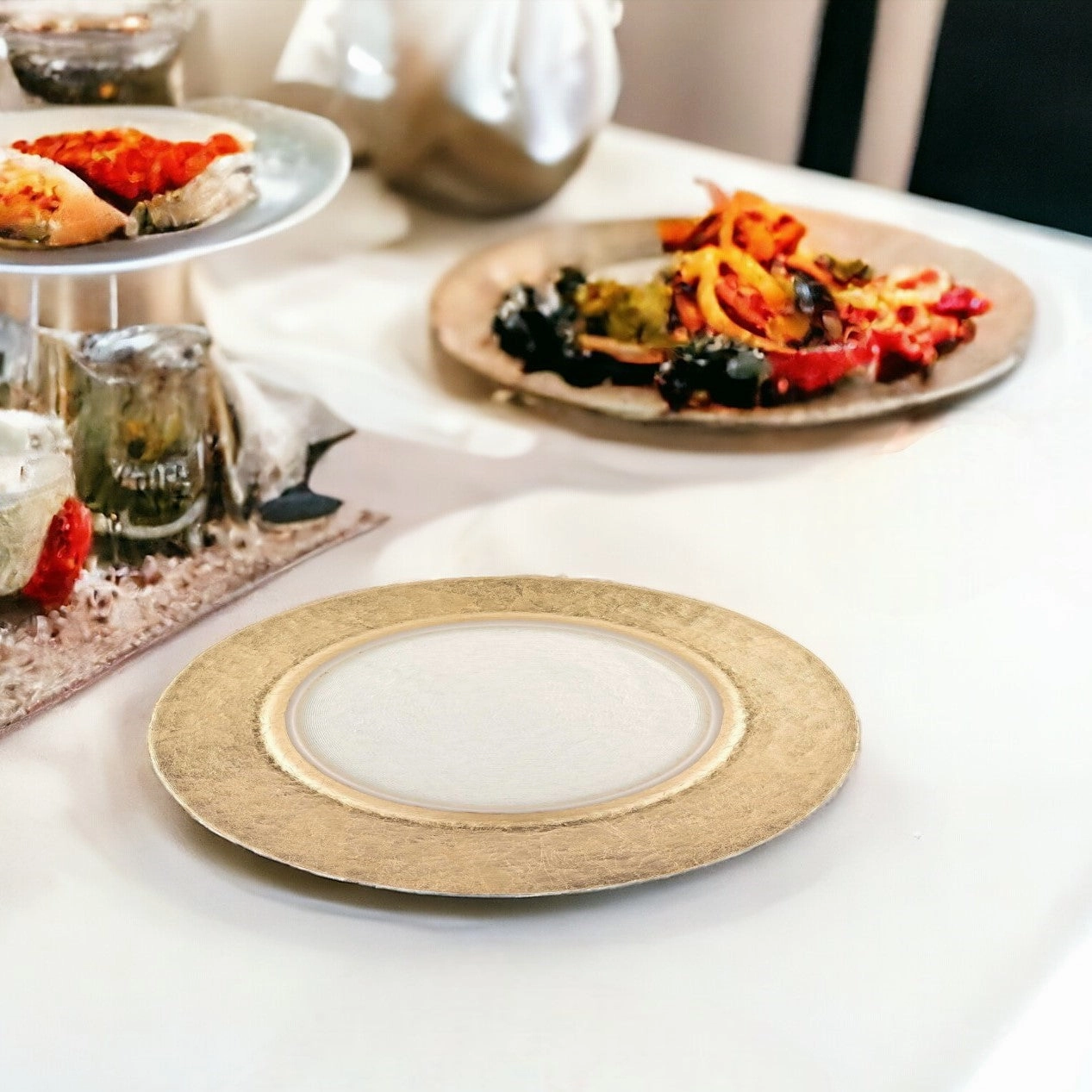 13" Gold Leaf Glass Charger Plate Cooking Tools & Accessories outlet tools