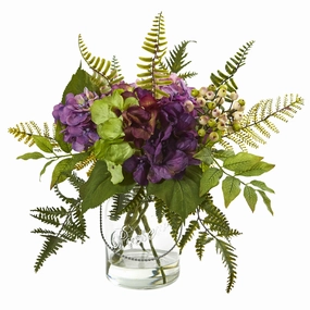 14" Hydrangea & Berry Artificial Arrangement Faux Florals cheap bouquet decor