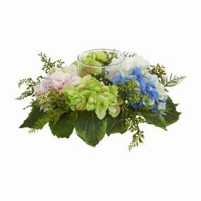 14" Hydrangea Artificial Candelabrum Faux Florals best price deals