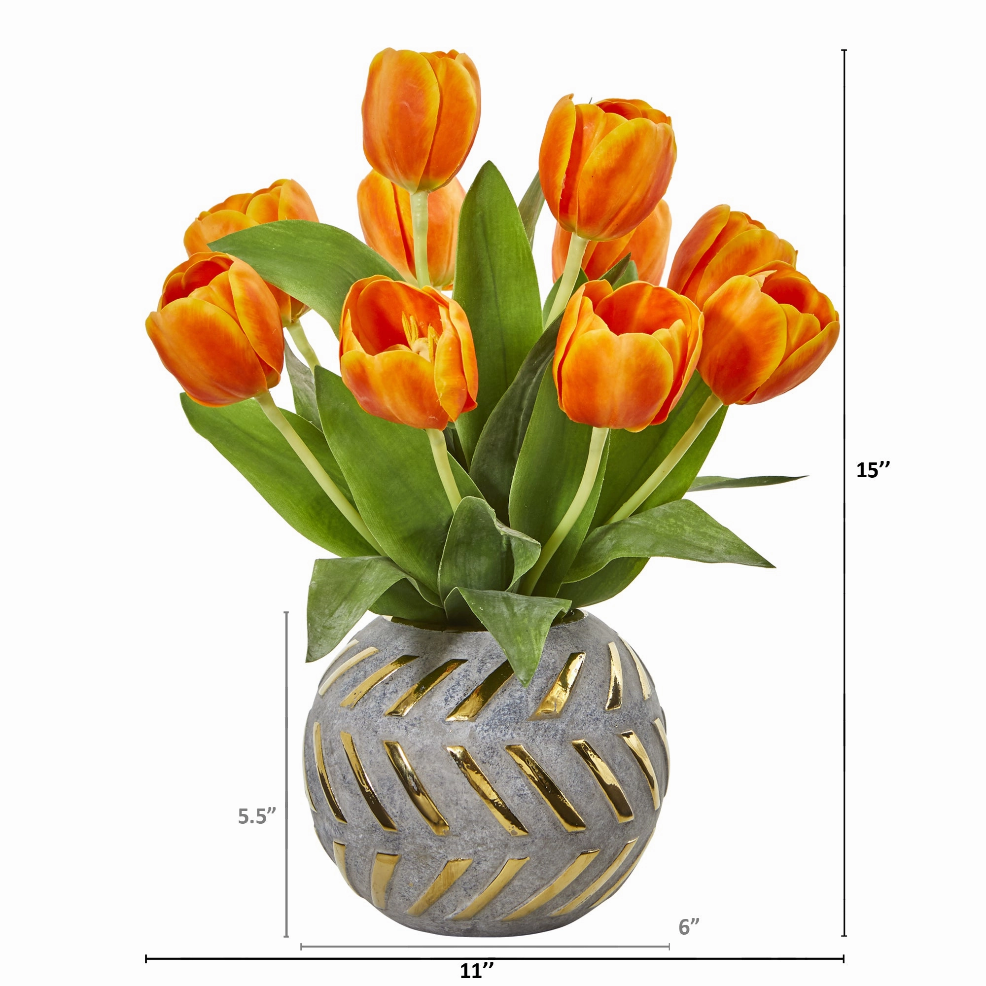 15" Tulip Artificial Arrangement in Decorative Vase