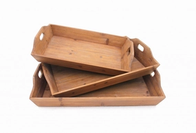 16.5 X 24.25 X 3.75 Brown Country Cottage Wooden - Serving Tray 3Pcs Cooking Tools & Accessories outlet tools