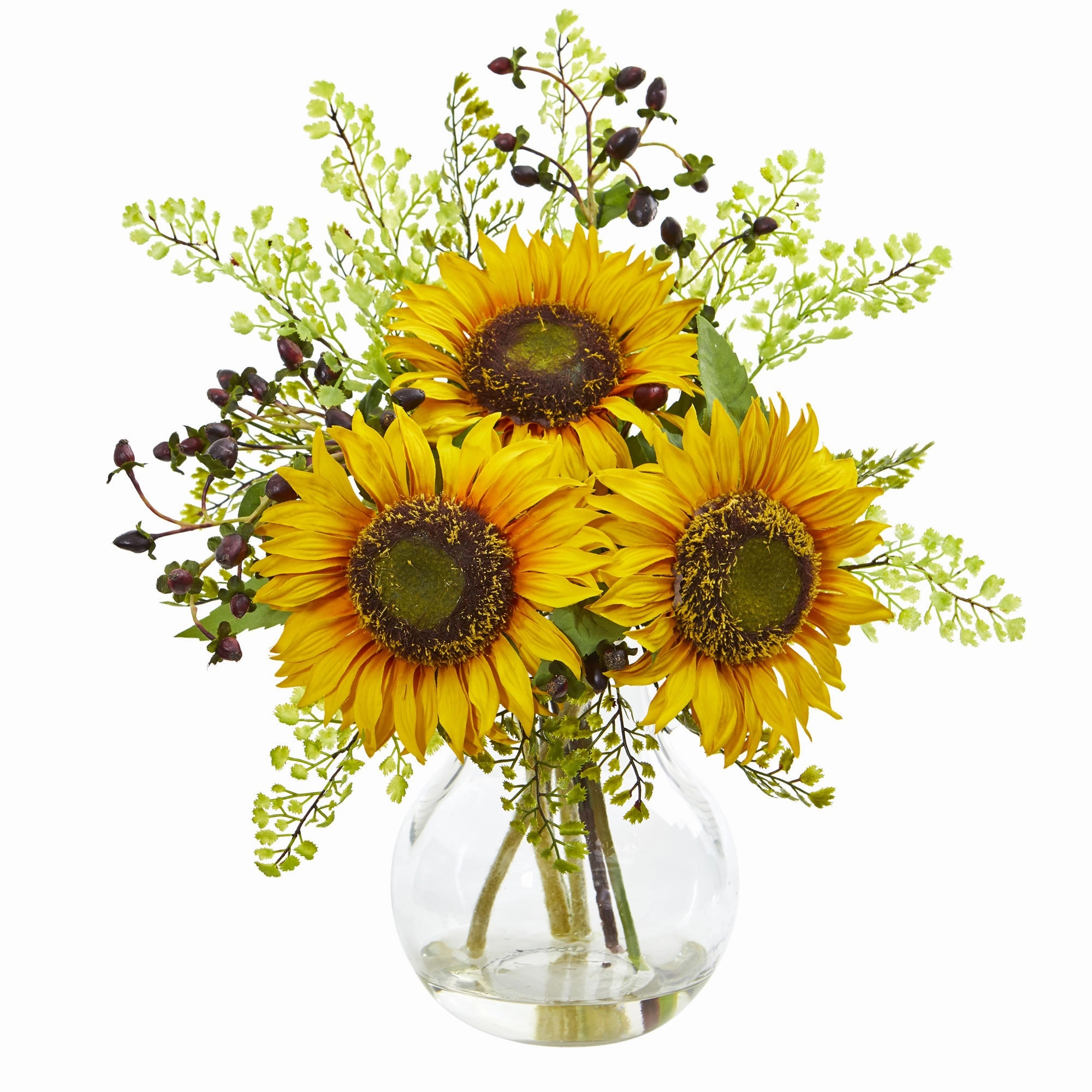 16" Sunflower Artificial Arrangement in Vase Faux Florals online special