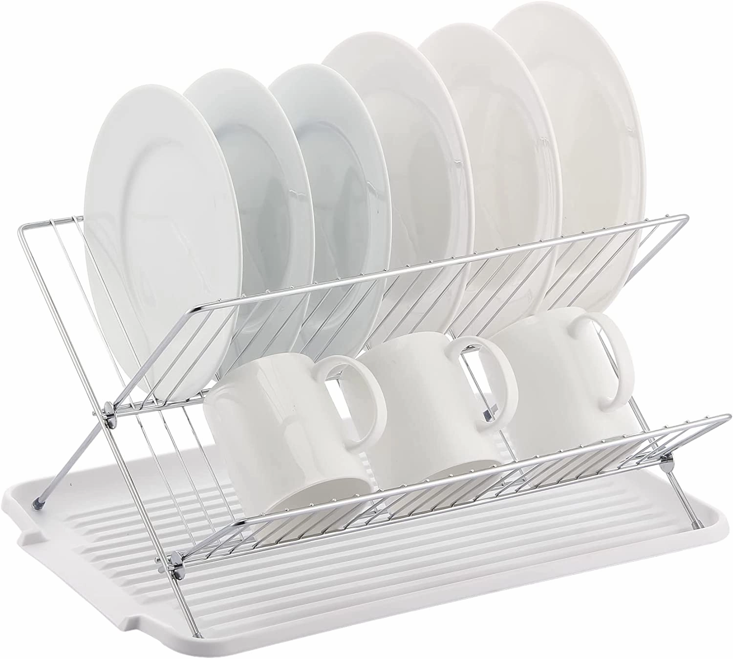 17 inch X Shaped Stainless Steel 2-Tier Dish Rack for Kitchen Counter