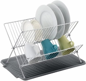 17 inch X Shaped Stainless Steel 2-Tier Dish Rack for Kitchen Counter Cooking Tools & Accessories buy more save more