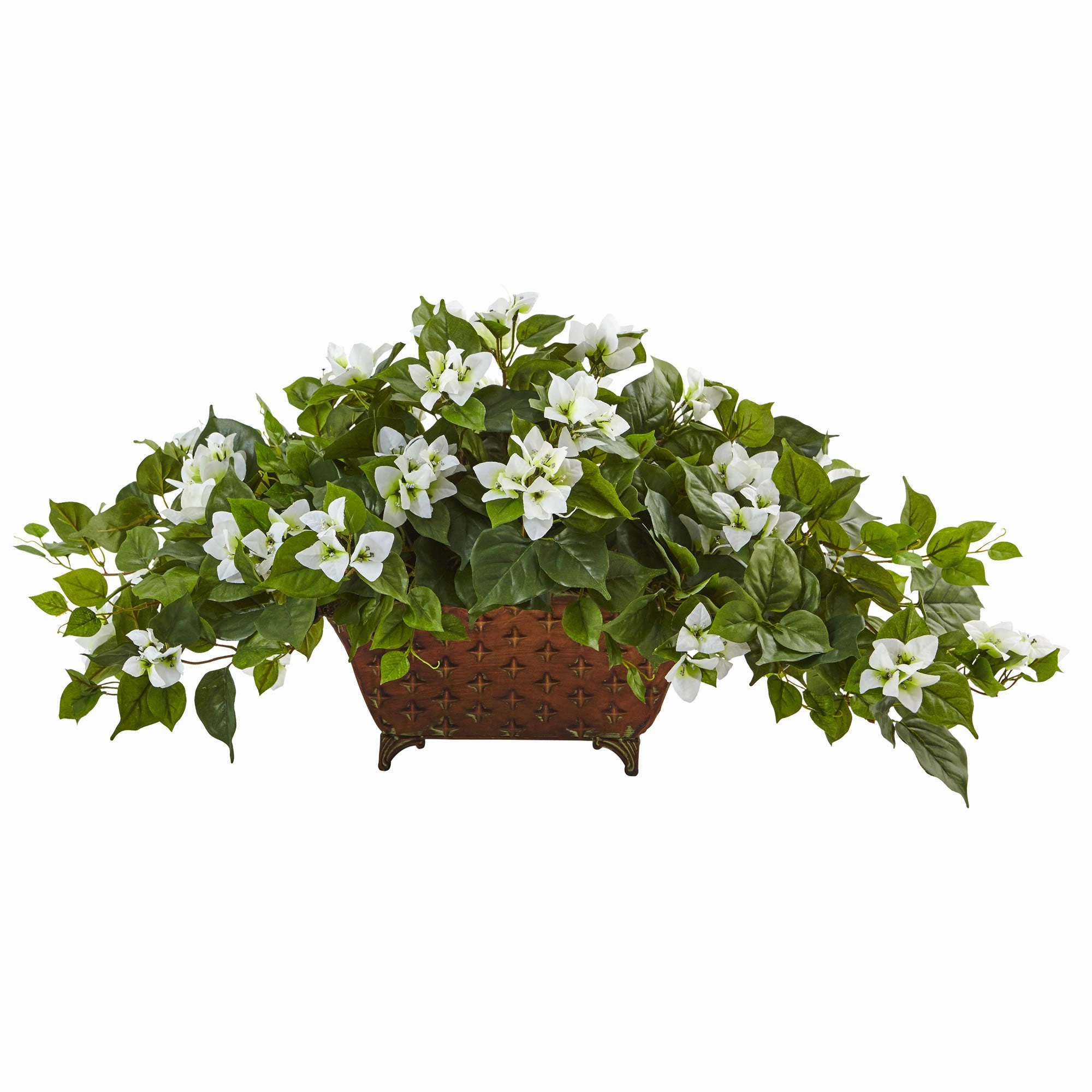 17" Bougainvillea Artificial Plant in Metal Planter Faux Florals best price deals