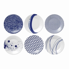 1815 Pacific Plate 6.3in, Blue Mixed Patterns, Set of 6 Dinnerware bulk buy offers