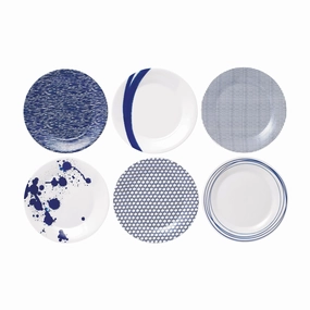 1815 Pacific Plate 9.5in, Blue Mixed Patterns, Set of 6 Dinnerware bulk buy offers