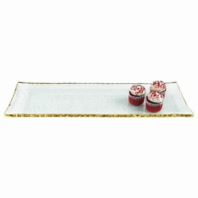 18 Mouth Blown Rectangular Edge Gold Leaf Serving Platter Or Tray Cooking Tools & Accessories outlet tools