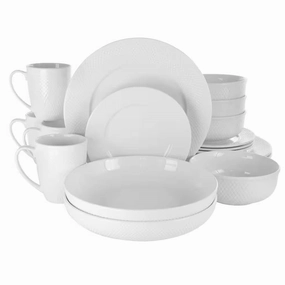 18-Piece White Porcelain Dinnerware Set with Plates Bowls Mugs - Service for 4 Cooking Tools & Accessories buy more save more