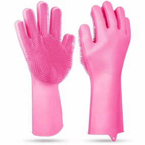 1 Pair Silicone Dishwashing Gloves Cleaning Sponge Scrubber Cooking Tools & Accessories clearance kits