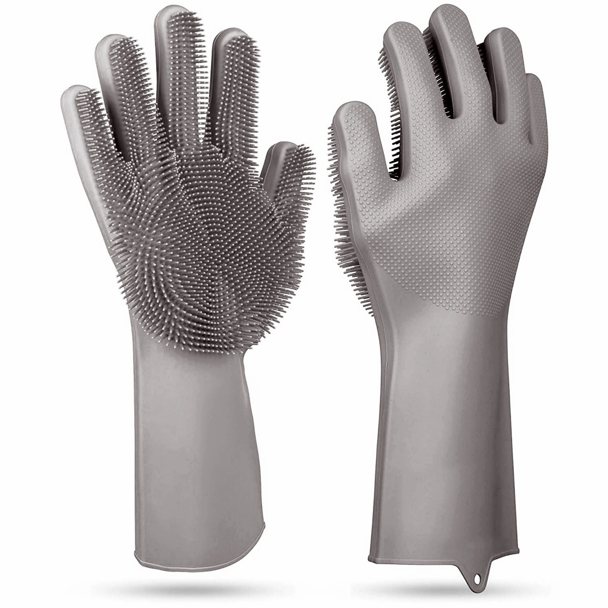 1 Pair Silicone Dishwashing Gloves Cleaning Sponge Scrubber