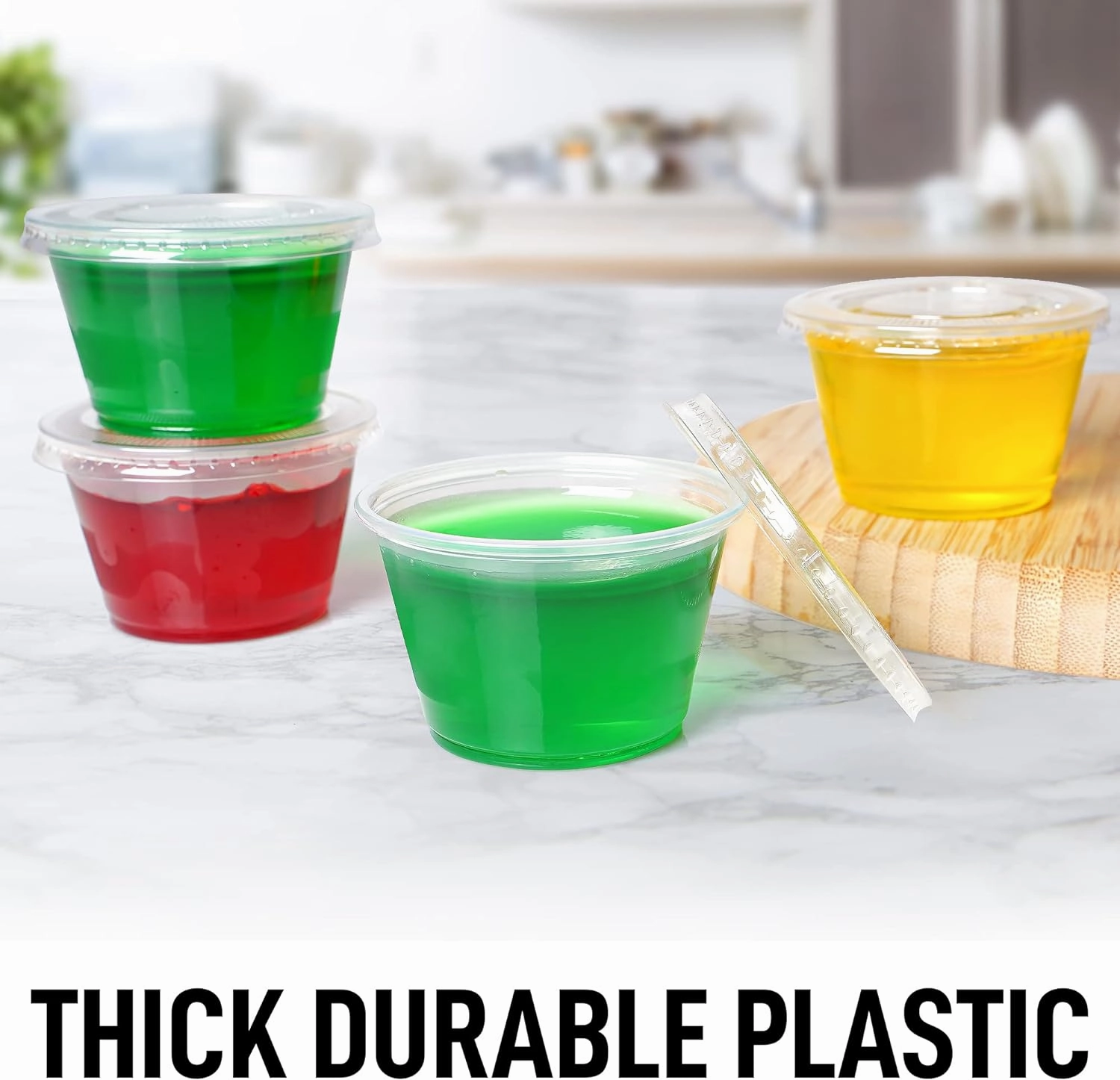 200 Cups Clear Jello Shot Cups with Lids 3.25oz