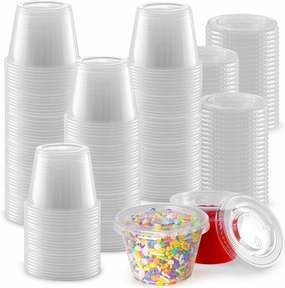 200 Cups Clear Jello Shot Cups with Lids 3.25oz Cooking Tools & Accessories buy more save more