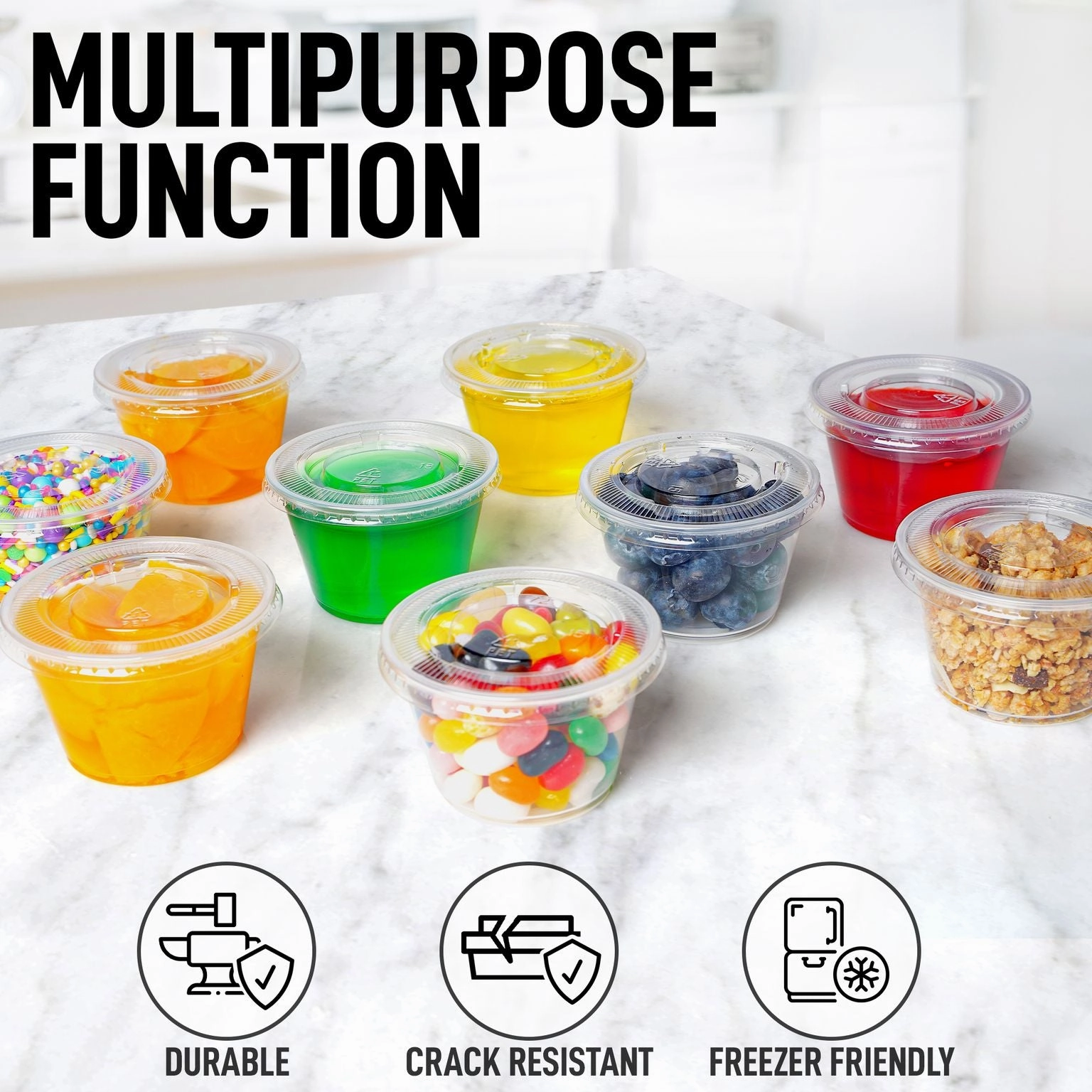 200 Cups Clear Jello Shot Cups with Lids 4oz