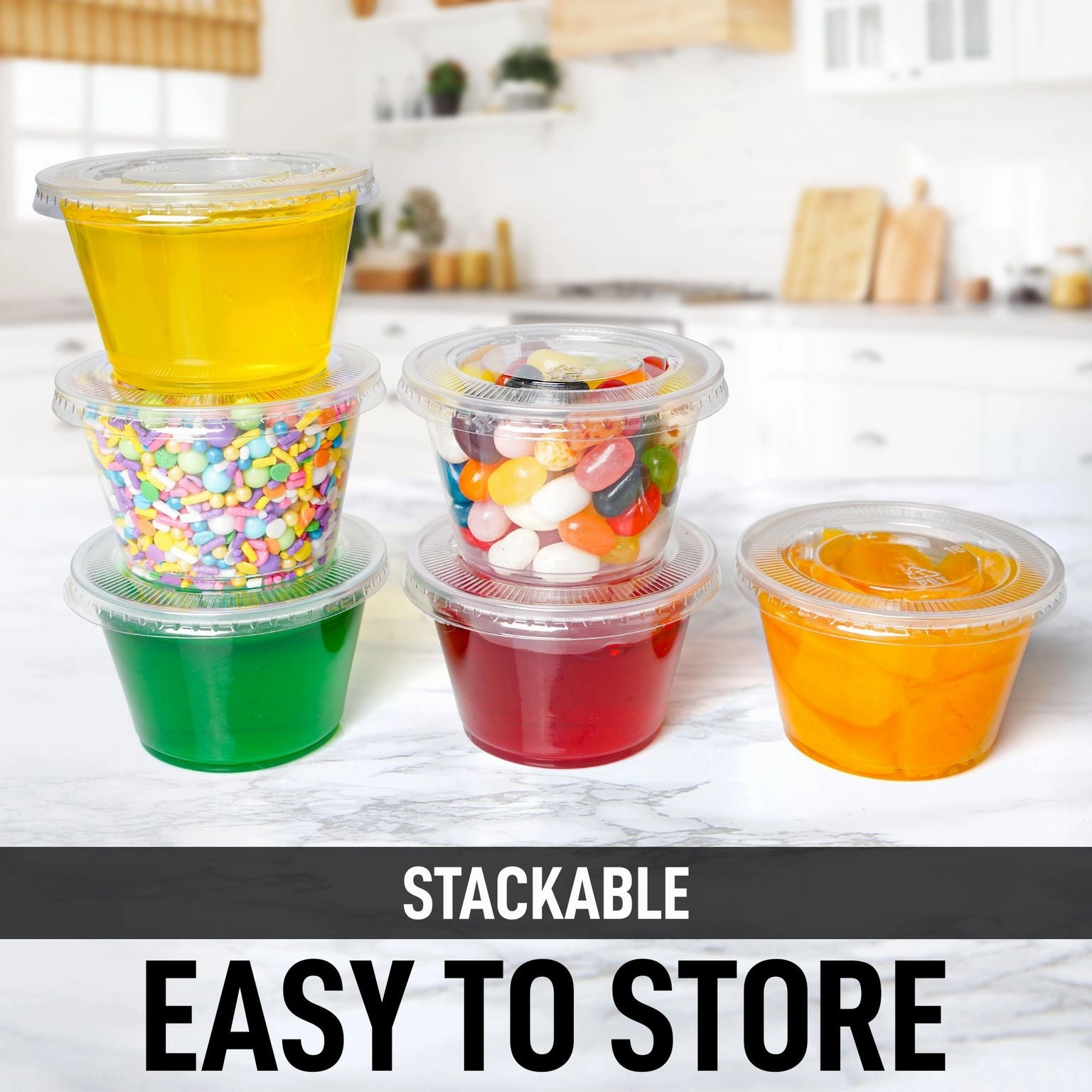 200 Cups Clear Jello Shot Cups with Lids 4oz