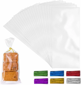 200 Pack Candy Treat Cellophane bags - 4x9 Thick Plastic Candy Bags With Ties For Goodie Bags Cooking Tools & Accessories hot price