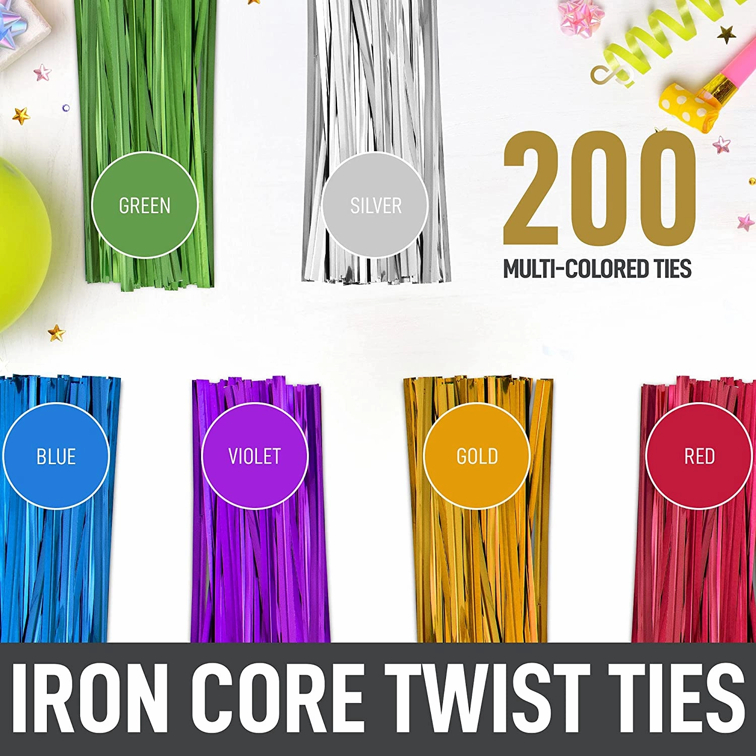 200 Pack Candy Treat Cellophane bags - 4x9 Thick Plastic Candy Bags With Ties For Goodie Bags