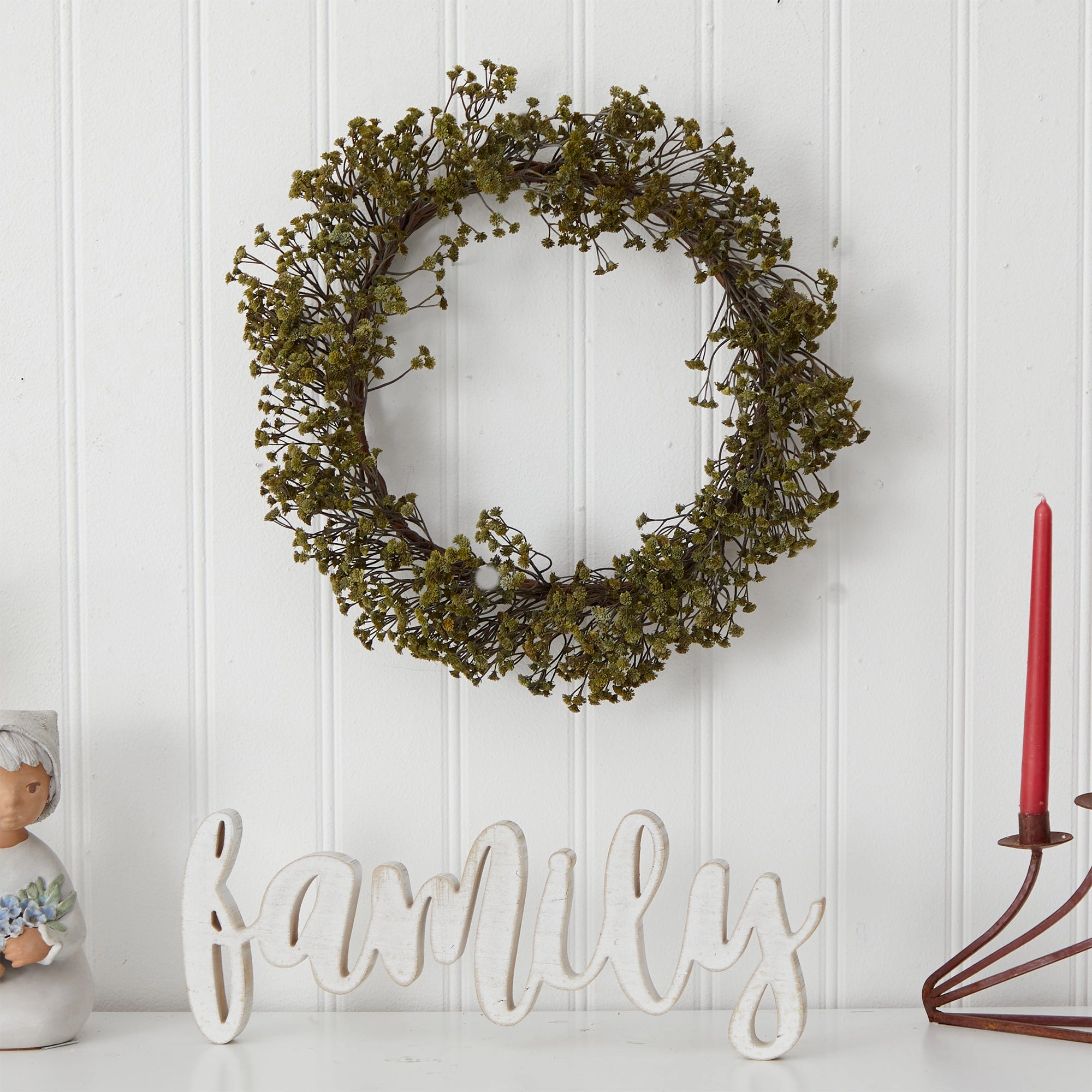 20" Autumn Gypsophila Artificial Wreath