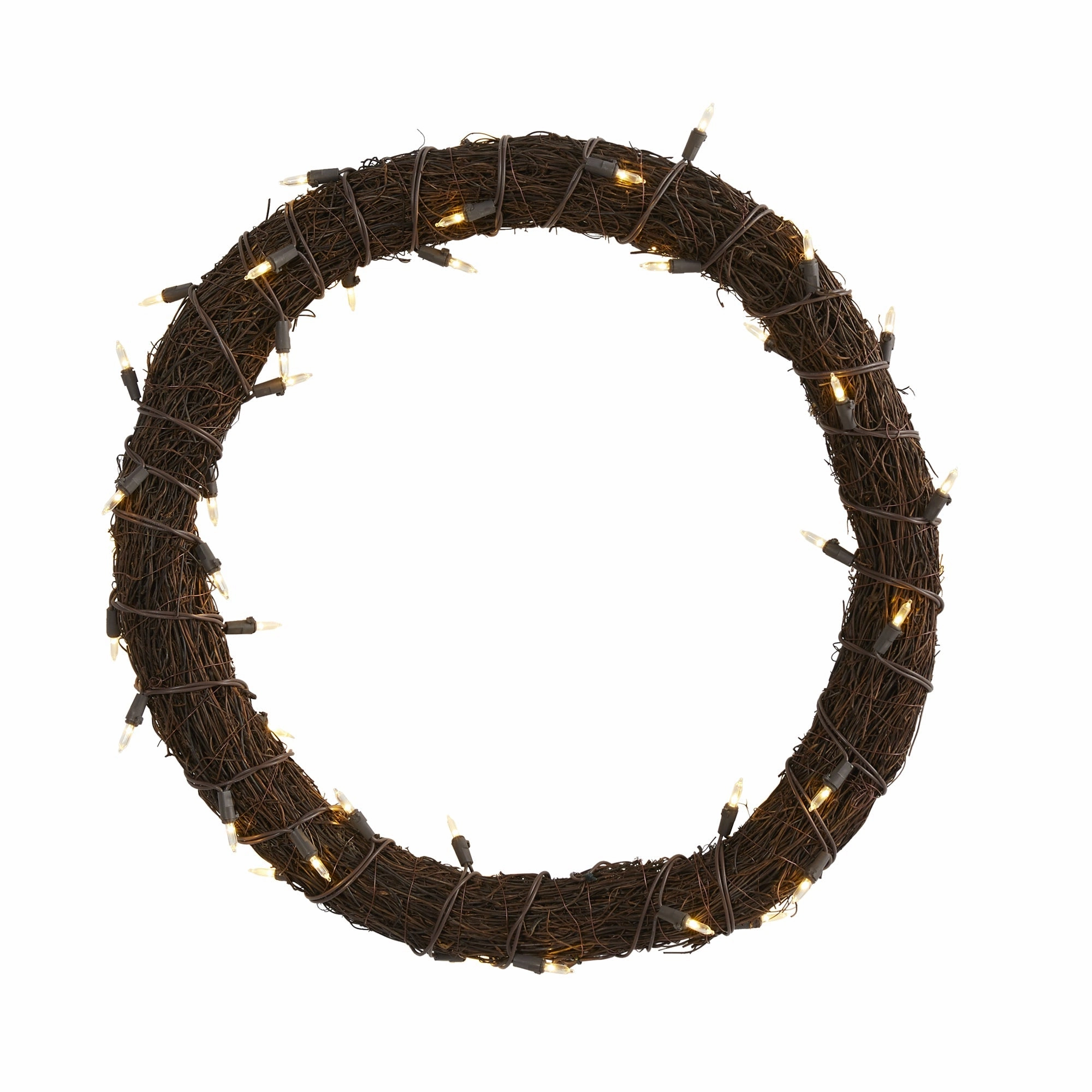20" Vine Wreath with 50 White Warm LED Lights Faux Florals floral decor outlet