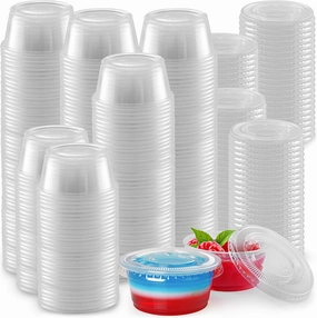 20z 200 Cups Clear Jello Shot Cups with Lids - Plastic Portion Cup Condiment Container with Lids Cooking Tools & Accessories hot price