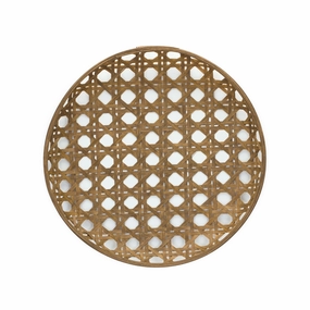 22" Brown Bamboo Weave Round Wood Tray Cooking Tools & Accessories outlet tools