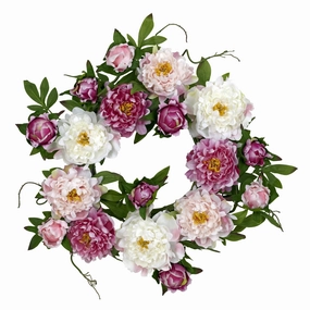 22" Peony Wreath Faux Florals best price deals