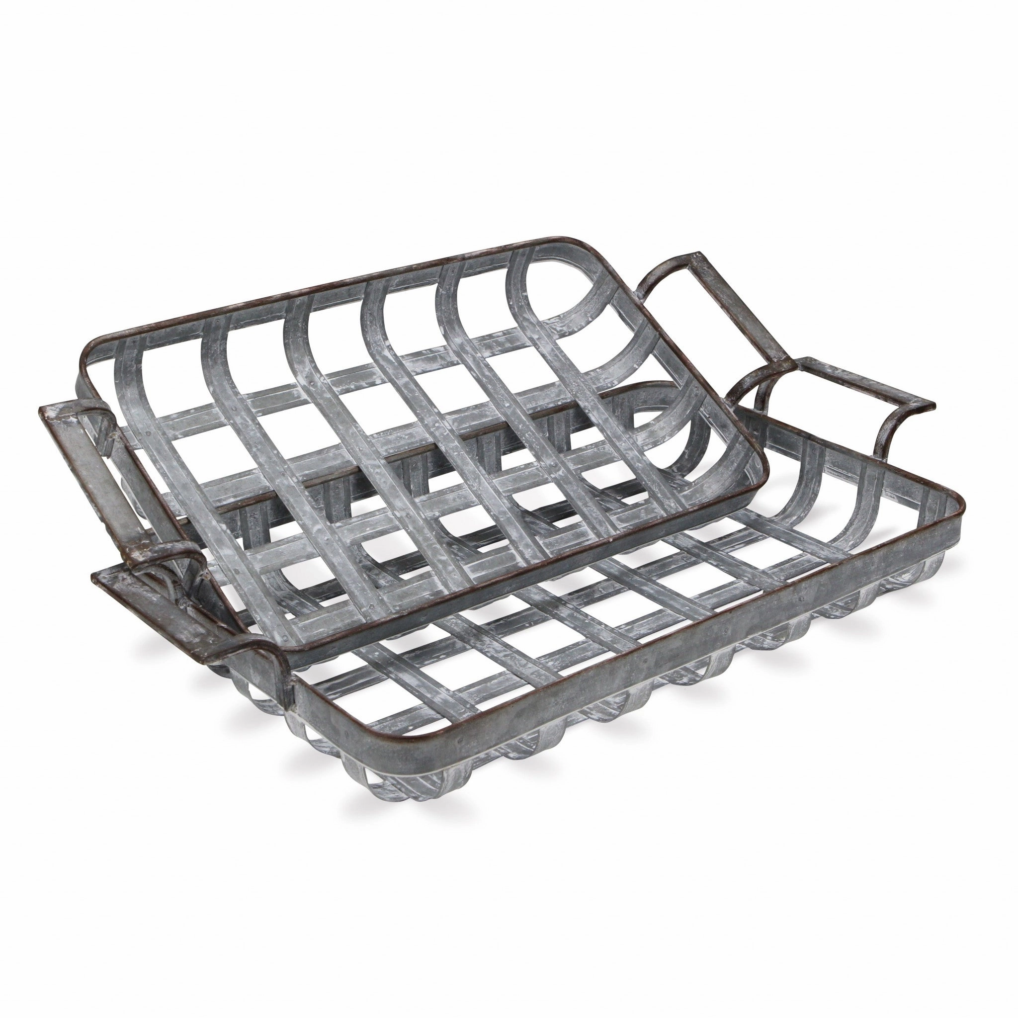 23" Gray Rectangular Metal Handmade Tray With Handles Cooking Tools & Accessories outlet tools