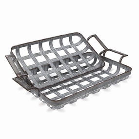 23" Gray Rectangular Metal Handmade Tray With Handles Cooking Tools & Accessories outlet tools