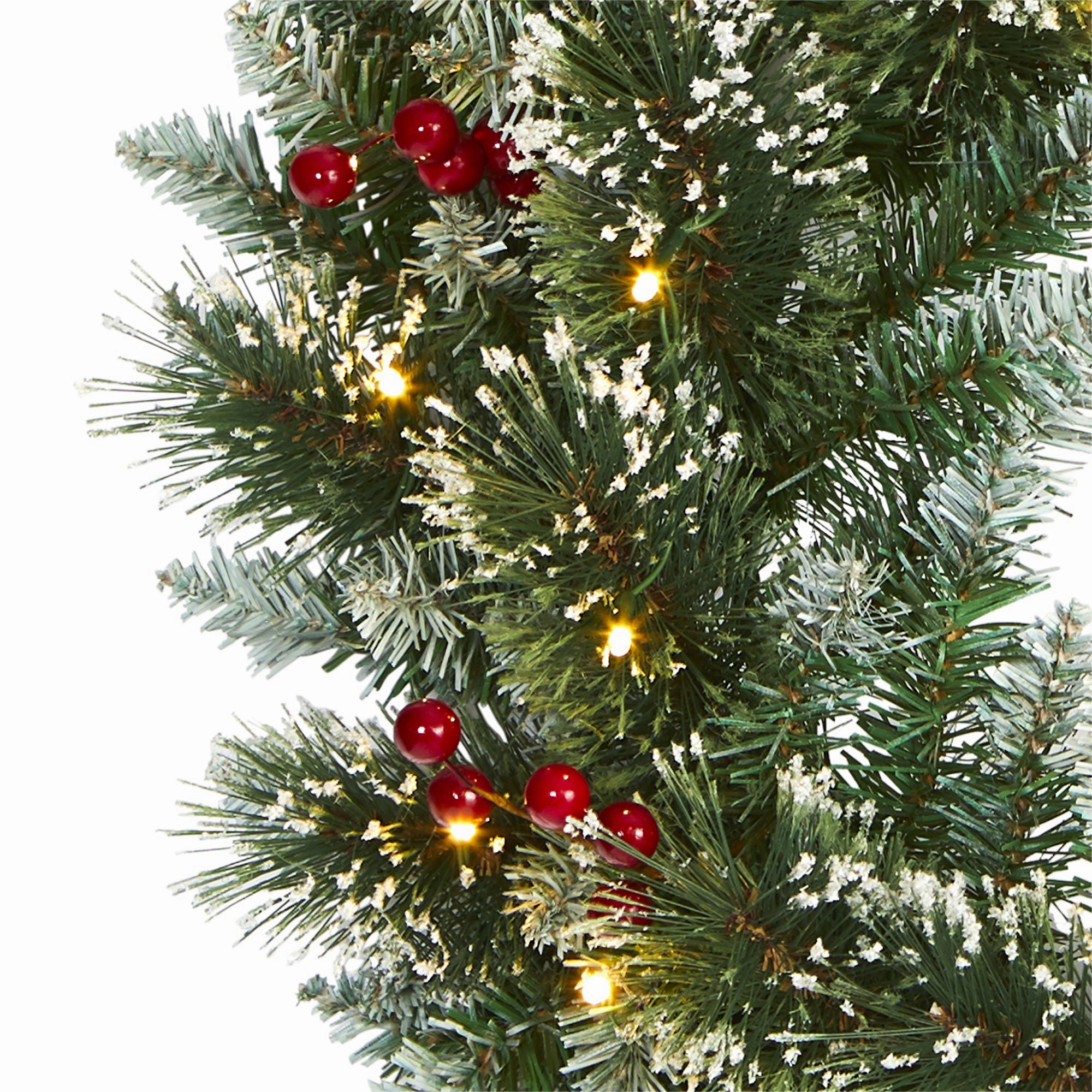 24 Frosted Swiss Pine Wreath w/35 LEDs and Berries