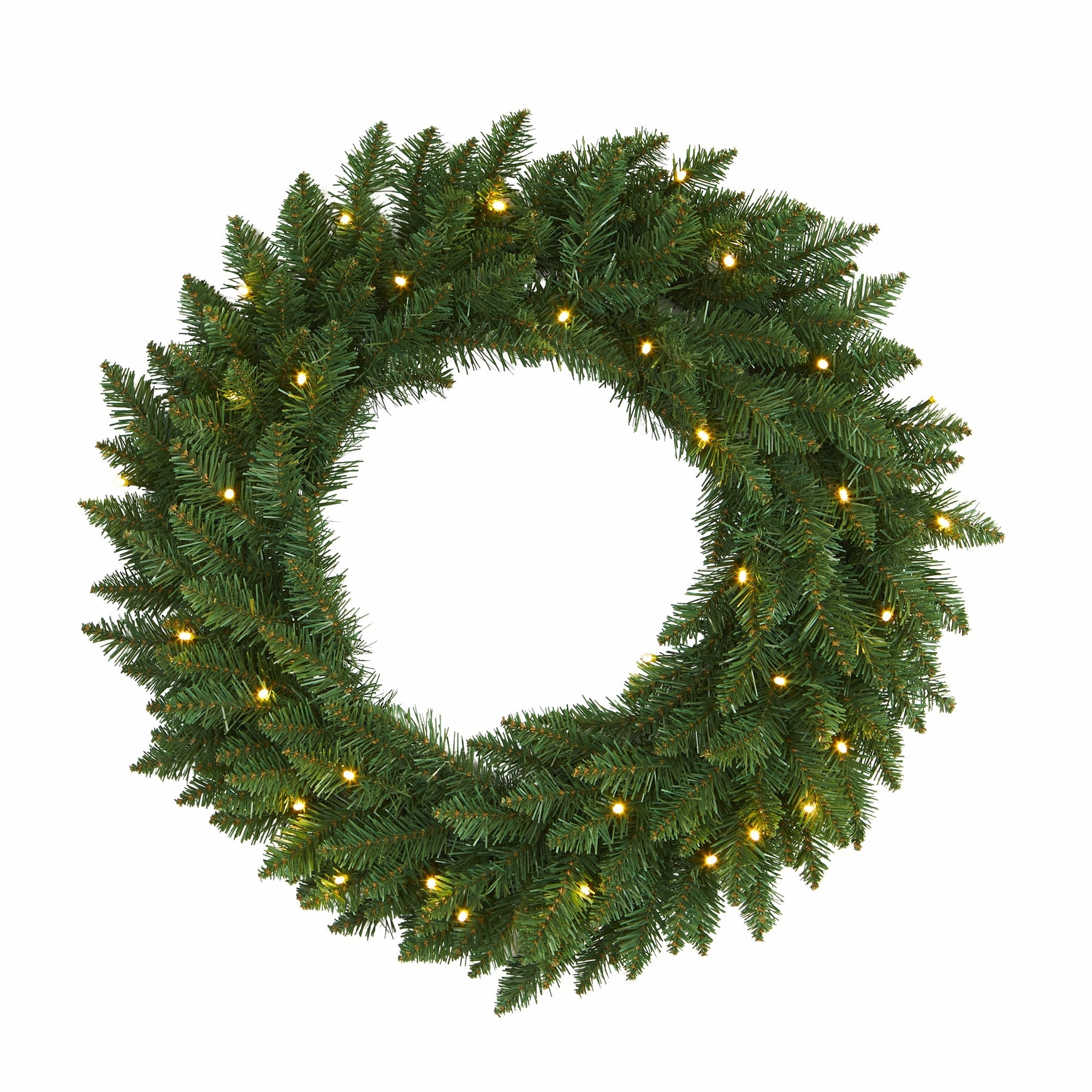 24 Green Pine Christmas Wreath with 35 Clear LED Lights Faux Florals best price deals
