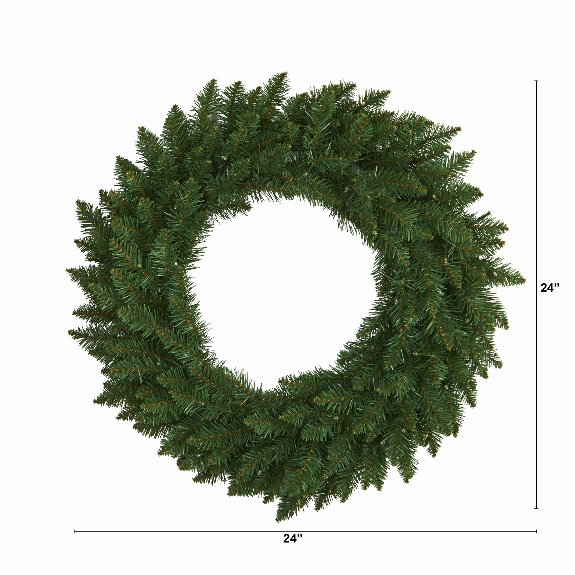 24 Green Pine Christmas Wreath with 35 Clear LED Lights