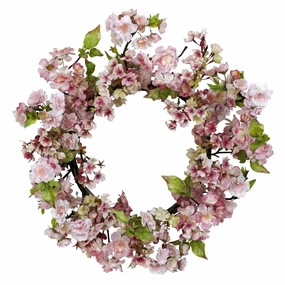 24" Cherry Blossom Wreath Faux Florals floral decor outlet