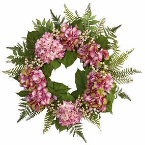 24" Hydrangea Berry Wreath Faux Florals online special