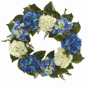 24" Hydrangea Wreath Faux Florals floral decor outlet
